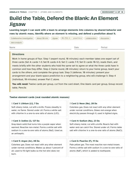 First page of Build the Table, Defend the Blank: An Element Jigsaw