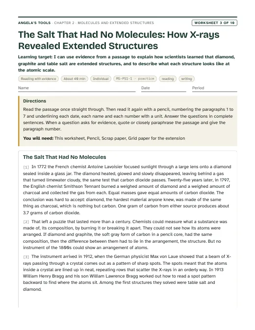 First page of The Salt That Had No Molecules: How X-rays Revealed Extended Structures