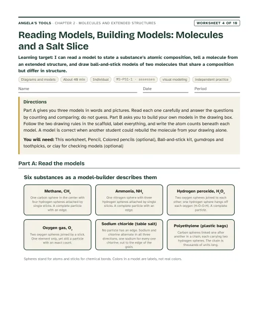 First page of Reading Models, Building Models: Molecules and a Salt Slice