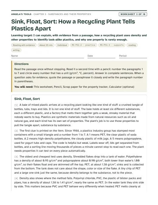 First page of Sink, Float, Sort: How a Recycling Plant Tells Plastics Apart