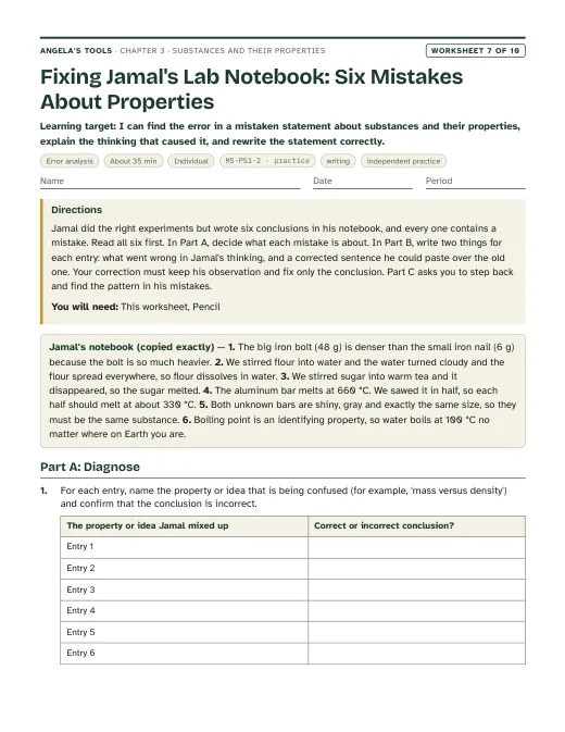 First page of Fixing Jamal's Lab Notebook: Six Mistakes About Properties
