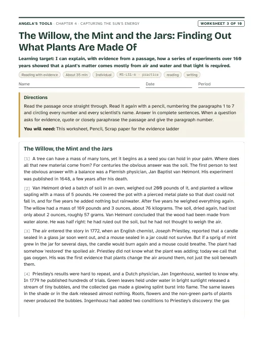 First page of The Willow, the Mint and the Jars: Finding Out What Plants Are Made Of