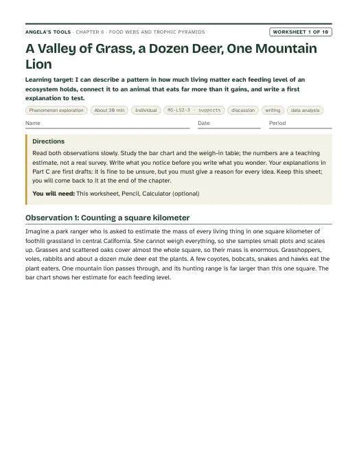First page of A Valley of Grass, a Dozen Deer, One Mountain Lion
