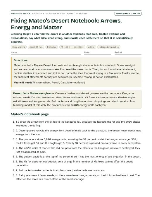 First page of Fixing Mateo's Desert Notebook: Arrows, Energy and Matter