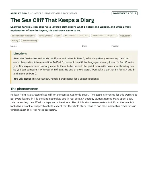 First page of The Sea Cliff That Keeps a Diary