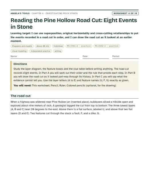 First page of Reading the Pine Hollow Road Cut: Eight Events in Stone