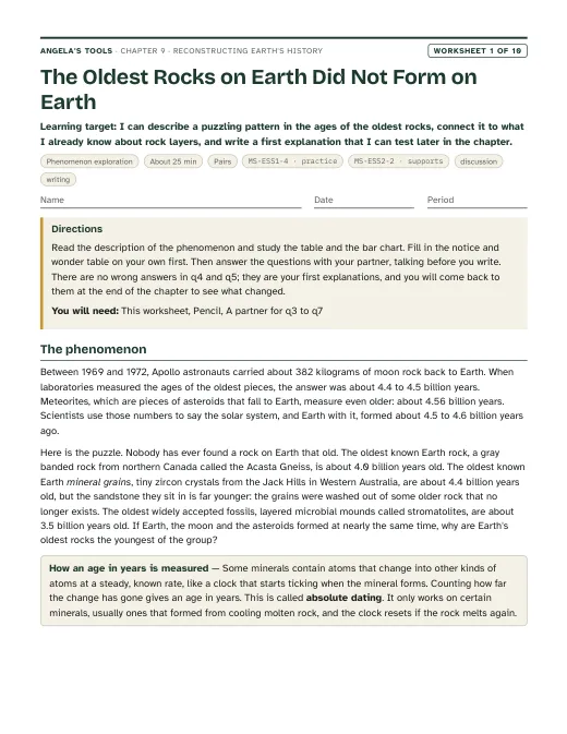 First page of The Oldest Rocks on Earth Did Not Form on Earth