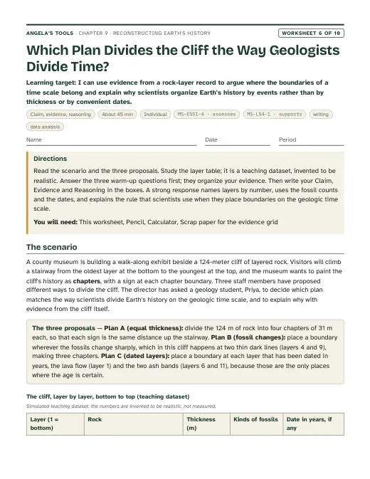 First page of Which Plan Divides the Cliff the Way Geologists Divide Time?
