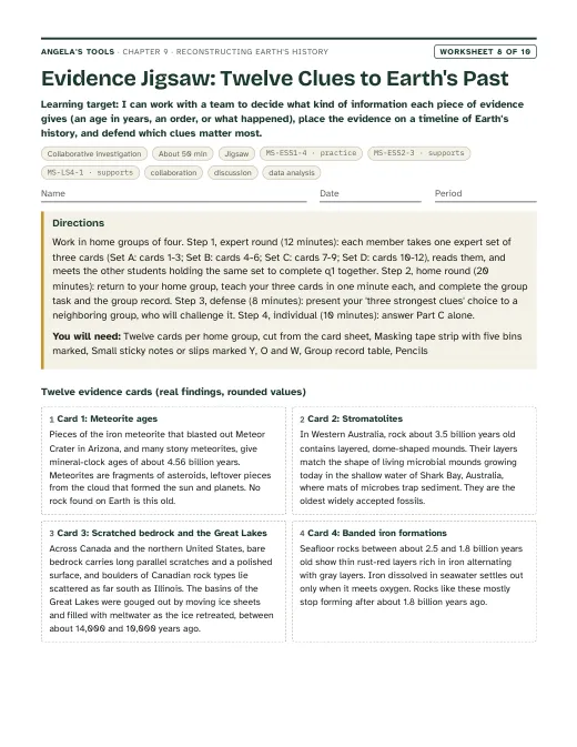 First page of Evidence Jigsaw: Twelve Clues to Earth's Past
