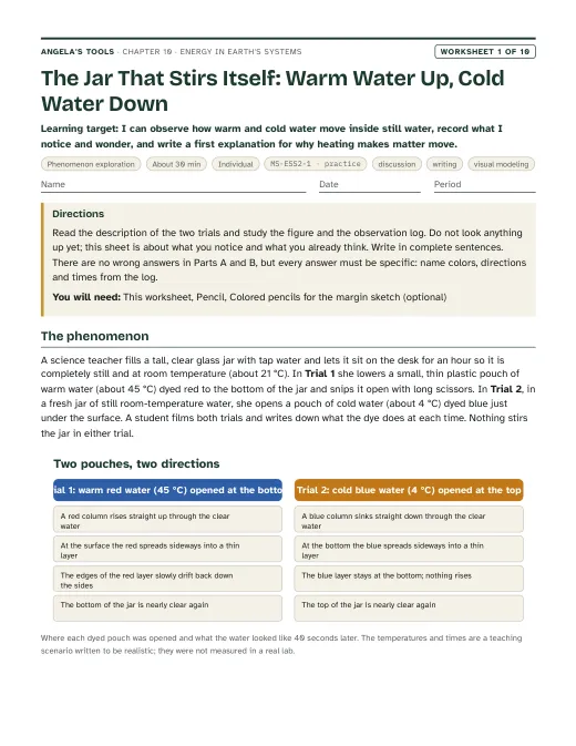 First page of The Jar That Stirs Itself: Warm Water Up, Cold Water Down