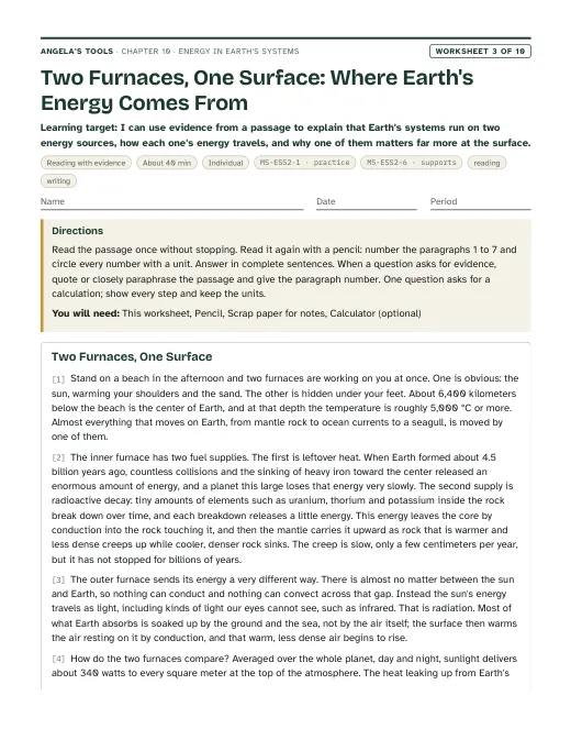 First page of Two Furnaces, One Surface: Where Earth's Energy Comes From
