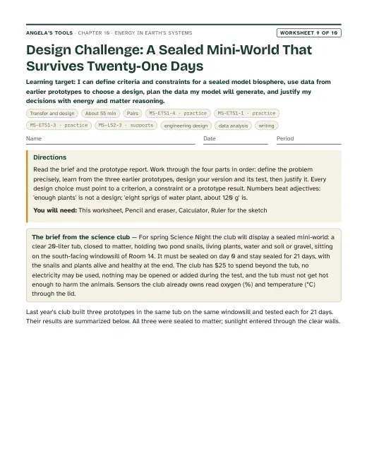 First page of Design Challenge: A Sealed Mini-World That Survives Twenty-One Days