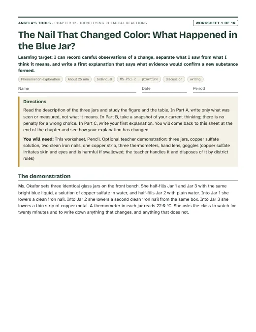 First page of The Nail That Changed Color: What Happened in the Blue Jar?
