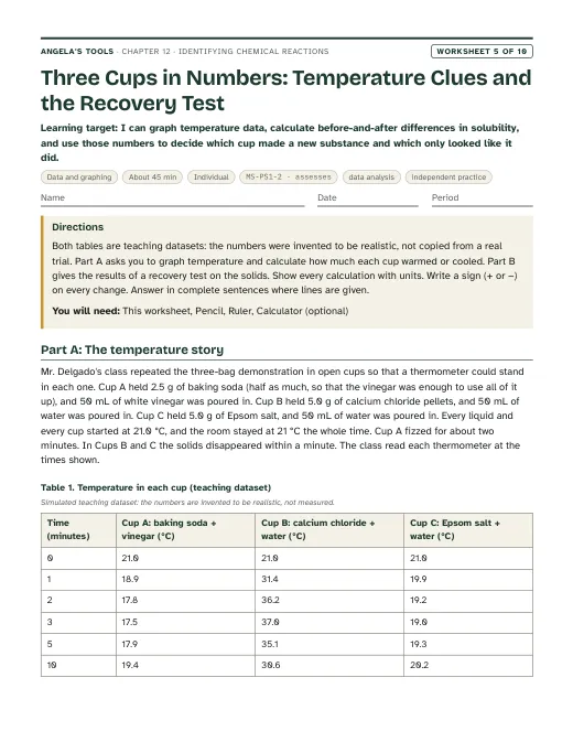 First page of Three Cups in Numbers: Temperature Clues and the Recovery Test