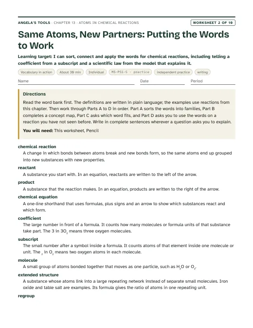 First page of Same Atoms, New Partners: Putting the Words to Work