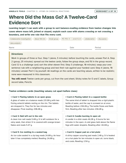 First page of Where Did the Mass Go? A Twelve-Card Evidence Sort