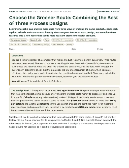 First page of Choose the Greener Route: Combining the Best of Three Process Designs