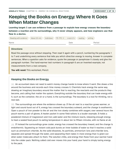 First page of Keeping the Books on Energy: Where It Goes When Matter Changes