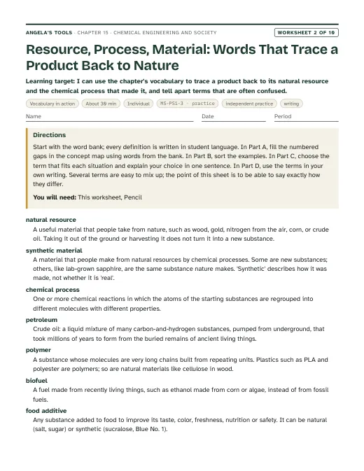 First page of Resource, Process, Material: Words That Trace a Product Back to Nature