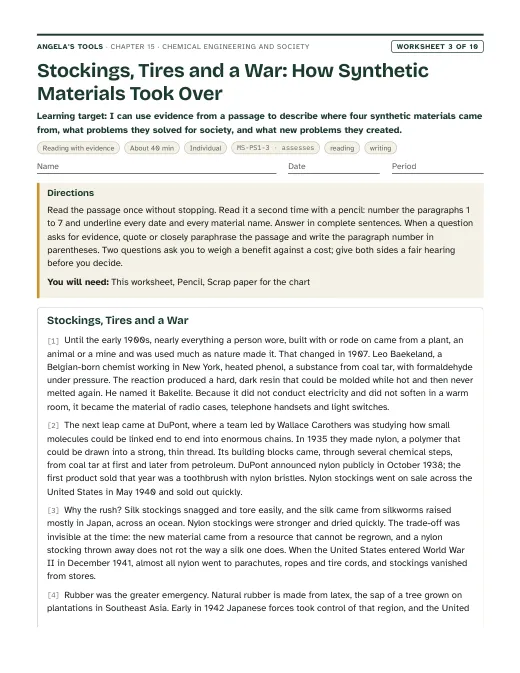 First page of Stockings, Tires and a War: How Synthetic Materials Took Over