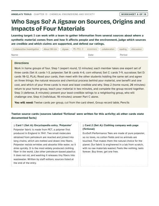 First page of Who Says So? A Jigsaw on Sources, Origins and Impacts of Four Materials