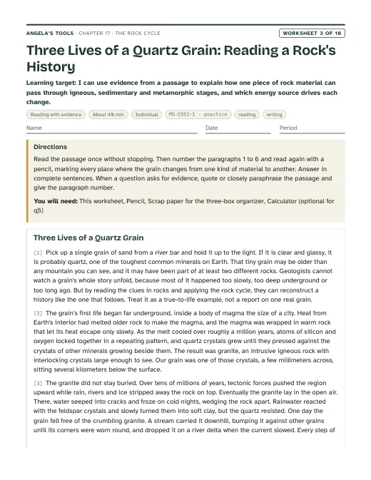 First page of Three Lives of a Quartz Grain: Reading a Rock's History