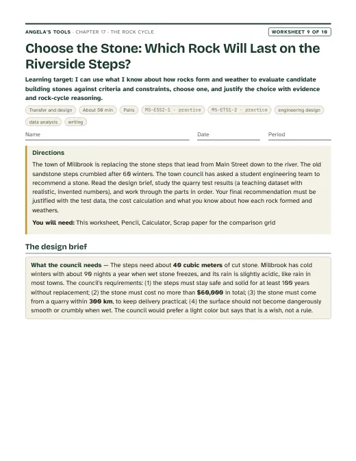 First page of Choose the Stone: Which Rock Will Last on the Riverside Steps?