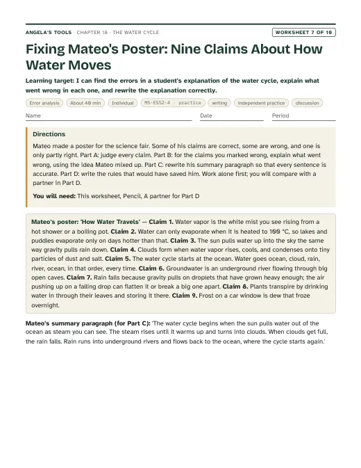 First page of Fixing Mateo's Poster: Nine Claims About How Water Moves