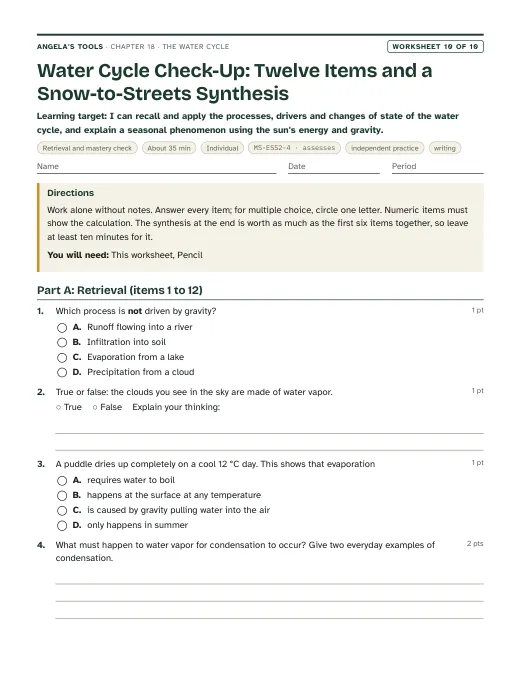 First page of Water Cycle Check-Up: Twelve Items and a Snow-to-Streets Synthesis
