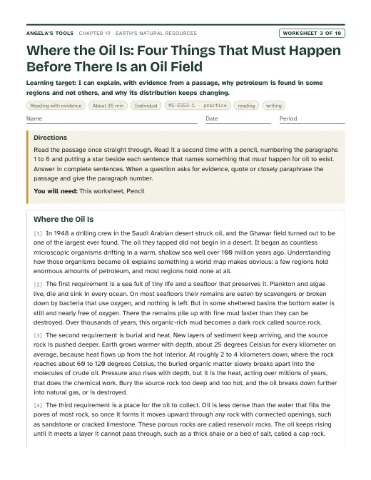 First page of Where the Oil Is: Four Things That Must Happen Before There Is an Oil Field