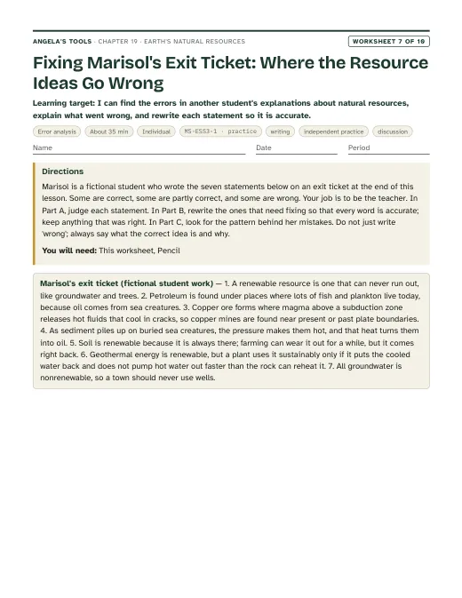 First page of Fixing Marisol's Exit Ticket: Where the Resource Ideas Go Wrong