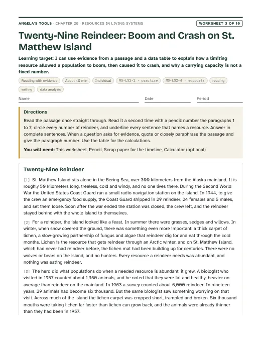 First page of Twenty-Nine Reindeer: Boom and Crash on St. Matthew Island