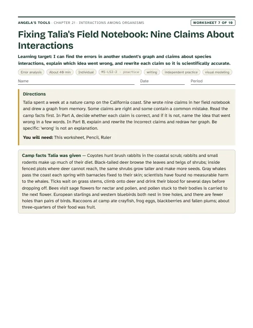First page of Fixing Talia's Field Notebook: Nine Claims About Interactions