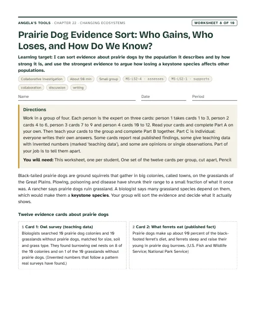 First page of Prairie Dog Evidence Sort: Who Gains, Who Loses, and How Do We Know?
