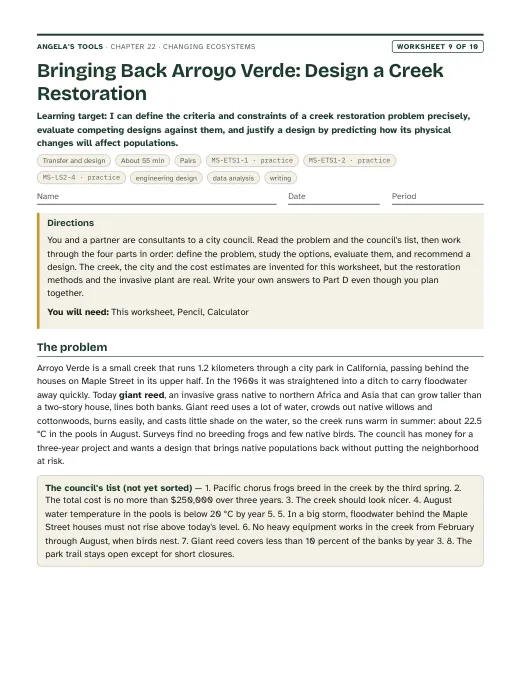 First page of Bringing Back Arroyo Verde: Design a Creek Restoration