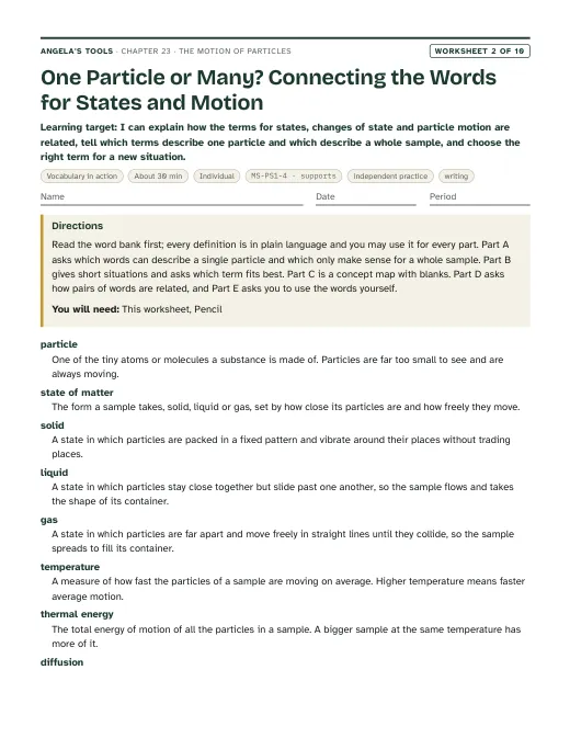 First page of One Particle or Many? Connecting the Words for States and Motion