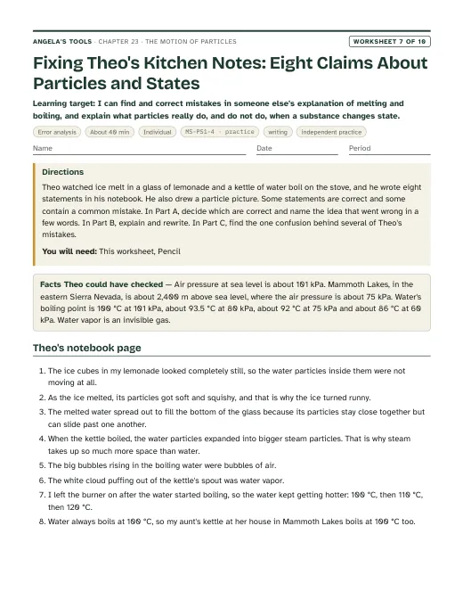First page of Fixing Theo's Kitchen Notes: Eight Claims About Particles and States