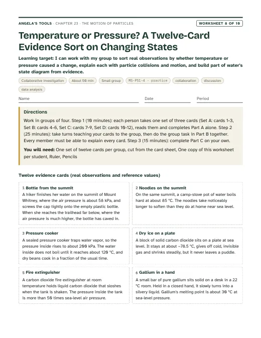 First page of Temperature or Pressure? A Twelve-Card Evidence Sort on Changing States