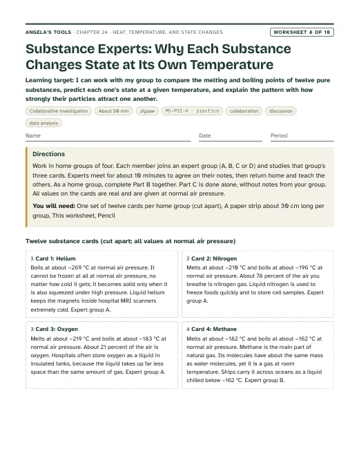 First page of Substance Experts: Why Each Substance Changes State at Its Own Temperature