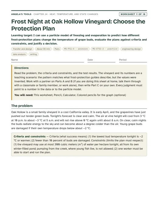 First page of Frost Night at Oak Hollow Vineyard: Choose the Protection Plan