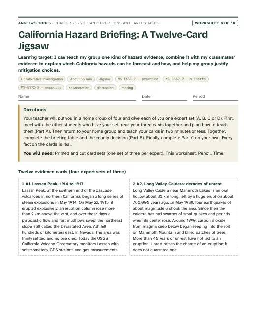 First page of California Hazard Briefing: A Twelve-Card Jigsaw