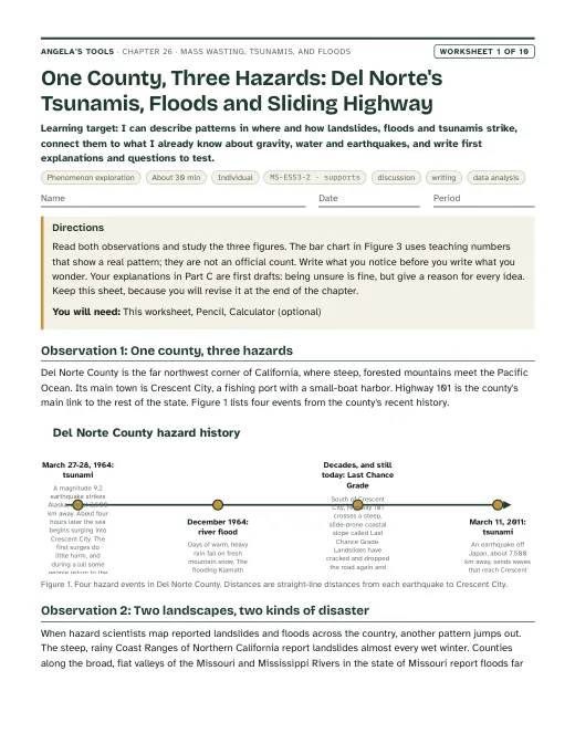 First page of One County, Three Hazards: Del Norte's Tsunamis, Floods and Sliding Highway