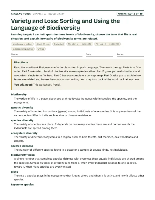 First page of Variety and Loss: Sorting and Using the Language of Biodiversity