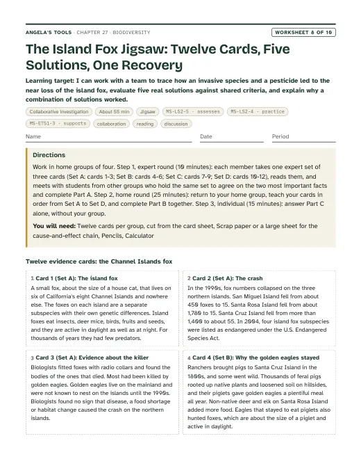 First page of The Island Fox Jigsaw: Twelve Cards, Five Solutions, One Recovery