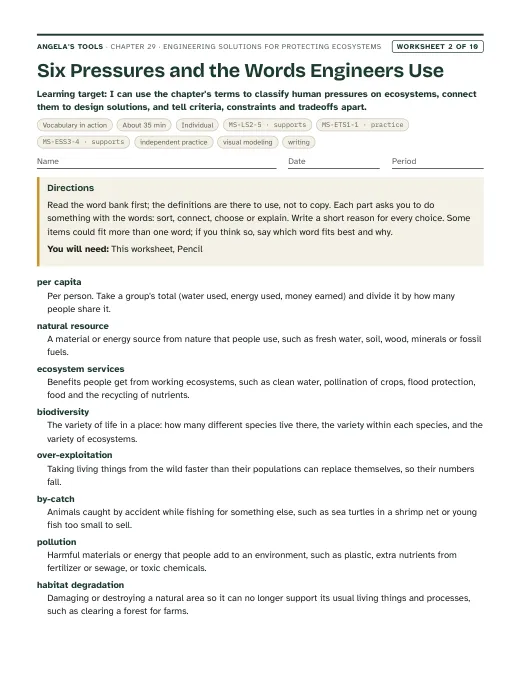 First page of Six Pressures and the Words Engineers Use